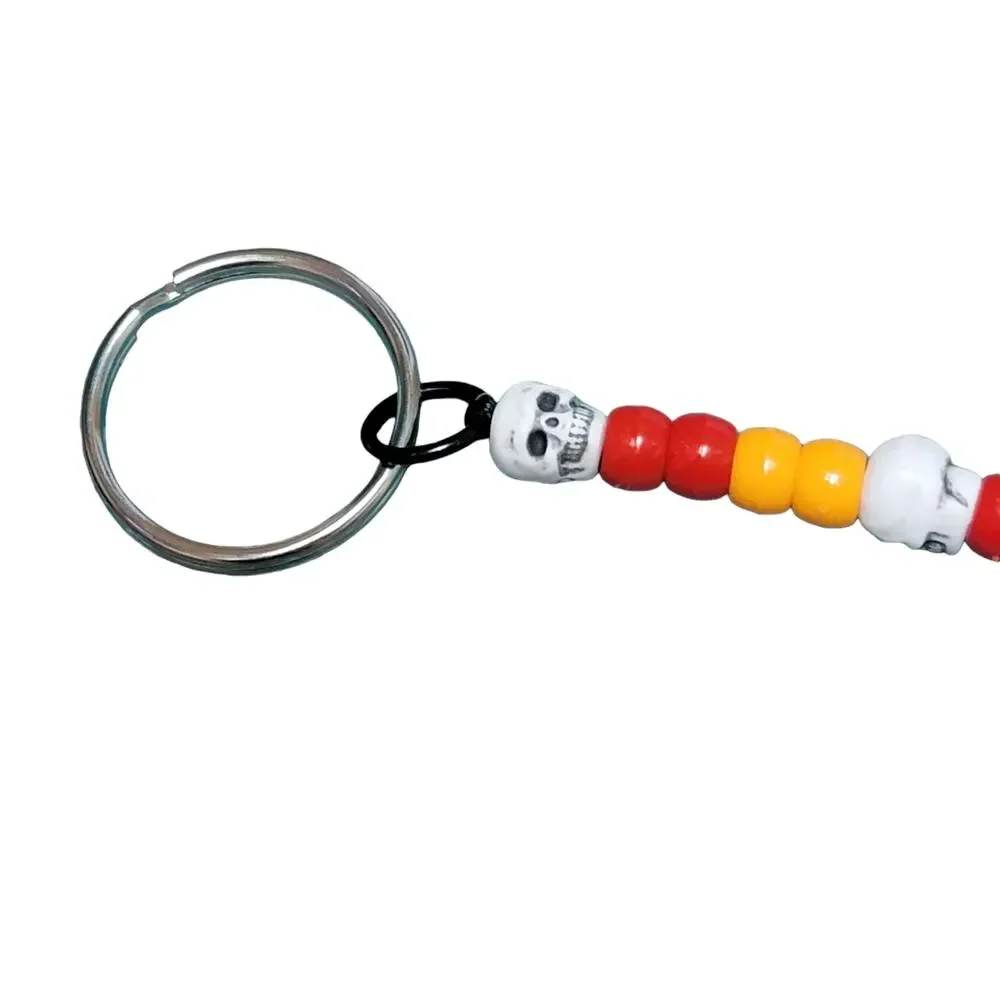 Skull Keychain Red Orange White Goth Gothic‎ Emo Spooky Halloween Gift Handmade